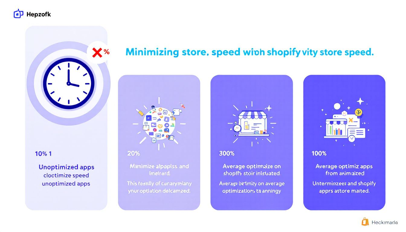 An infographic illustrating the impact of minimizing apps on Shopify store speed.